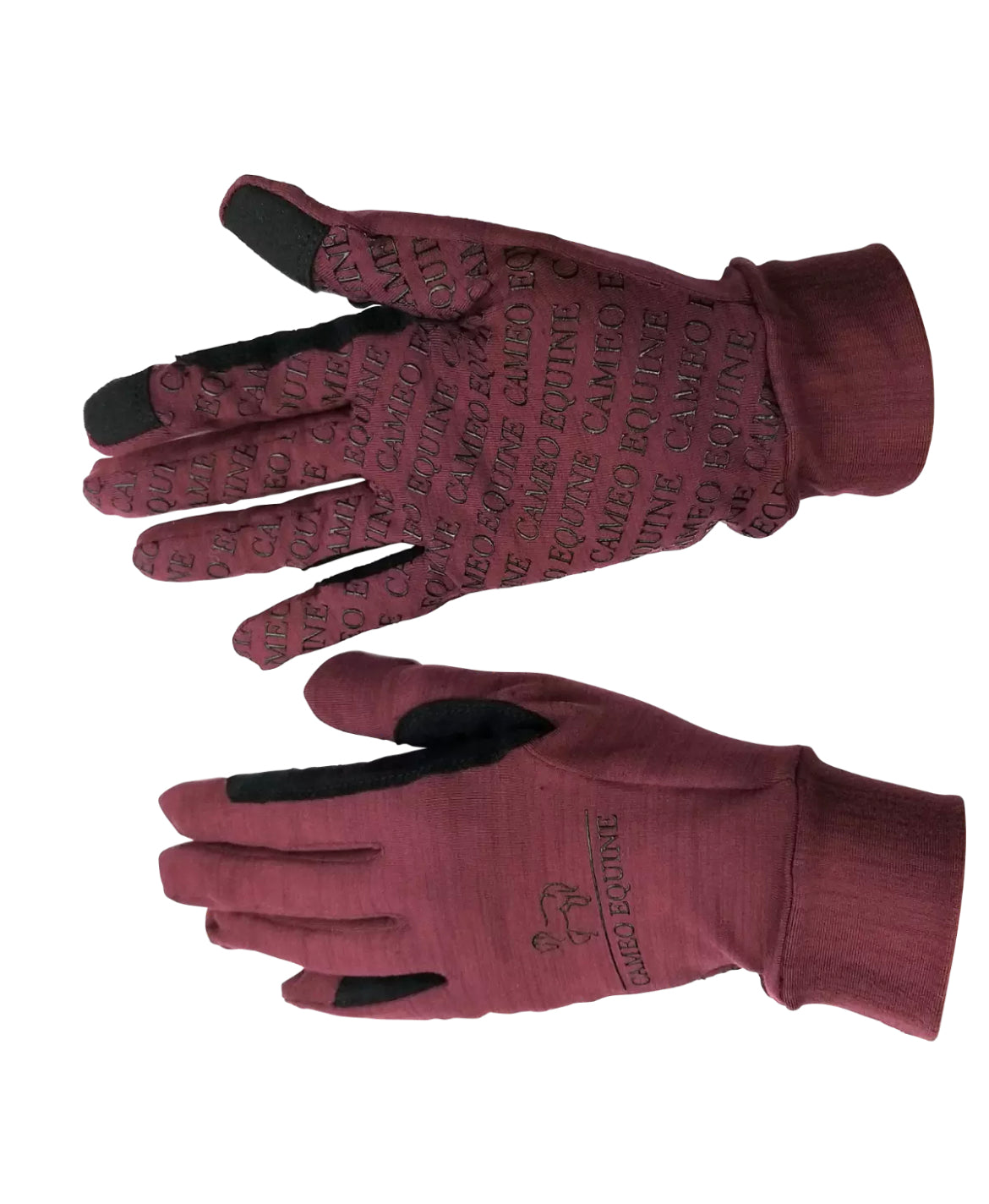 Cameo Lightweight Riding Gloves - Grey Green Burgandy Navy Or Blue - Kids & Ladies