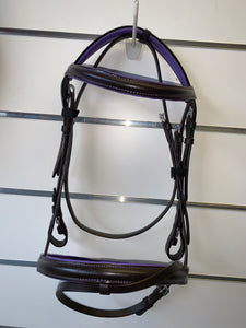 Brown Flash Bridle with Purple Padding - Full Size