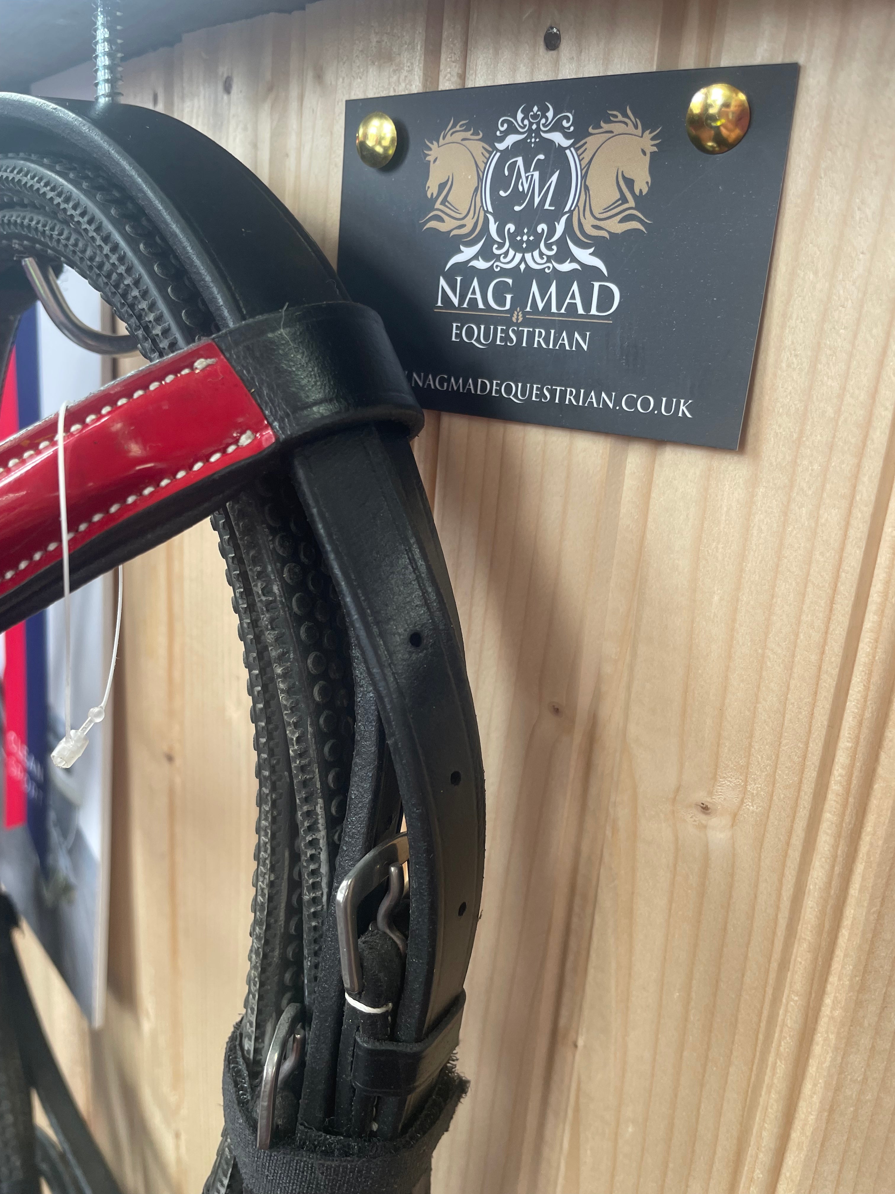 Red Patent Black Pony Flash Bridle - Free Delivery 📦