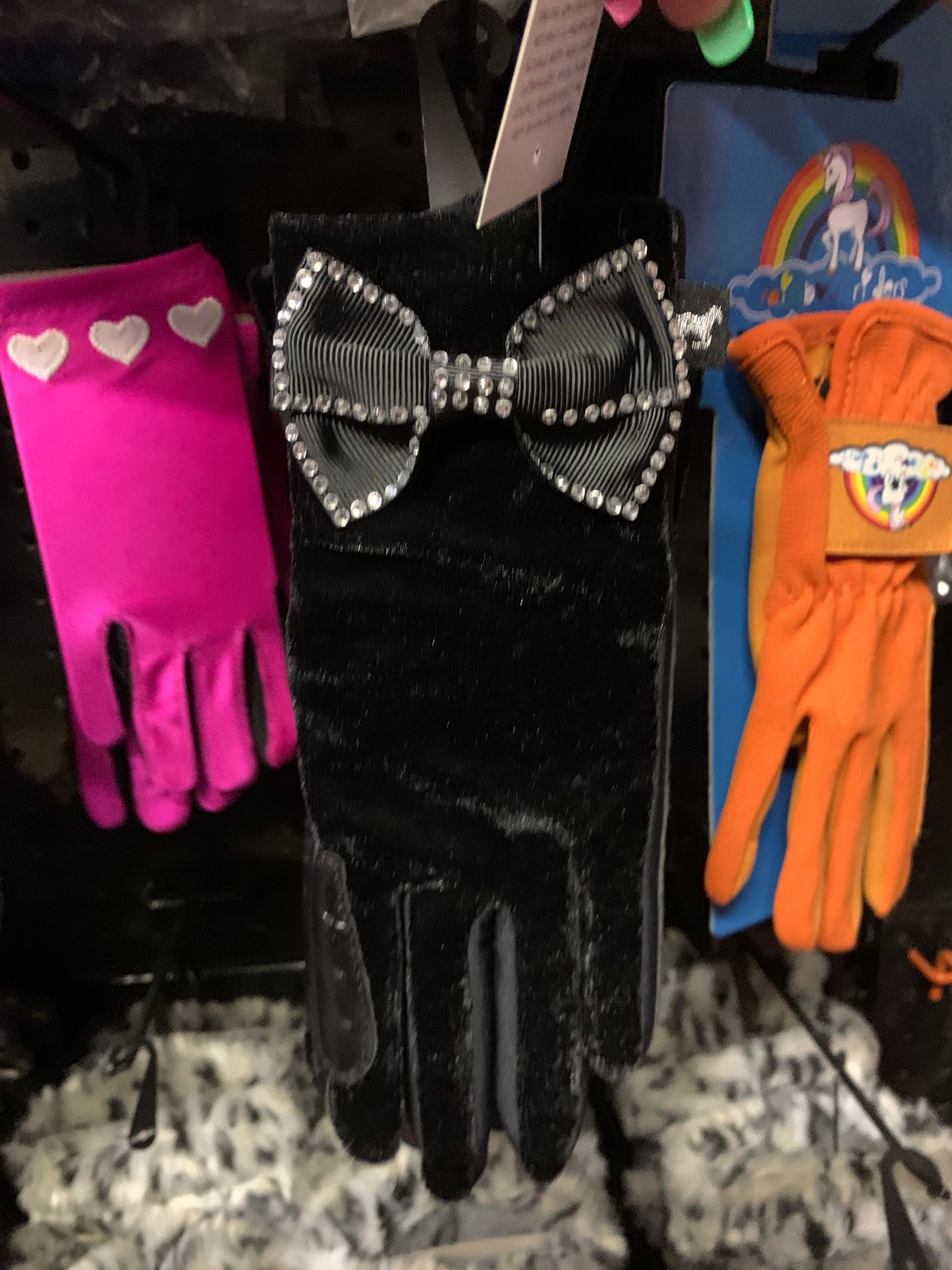 Carrots Black Diamanté Velvet Riding Gloves - 5 to 12yrs - Free Delivery