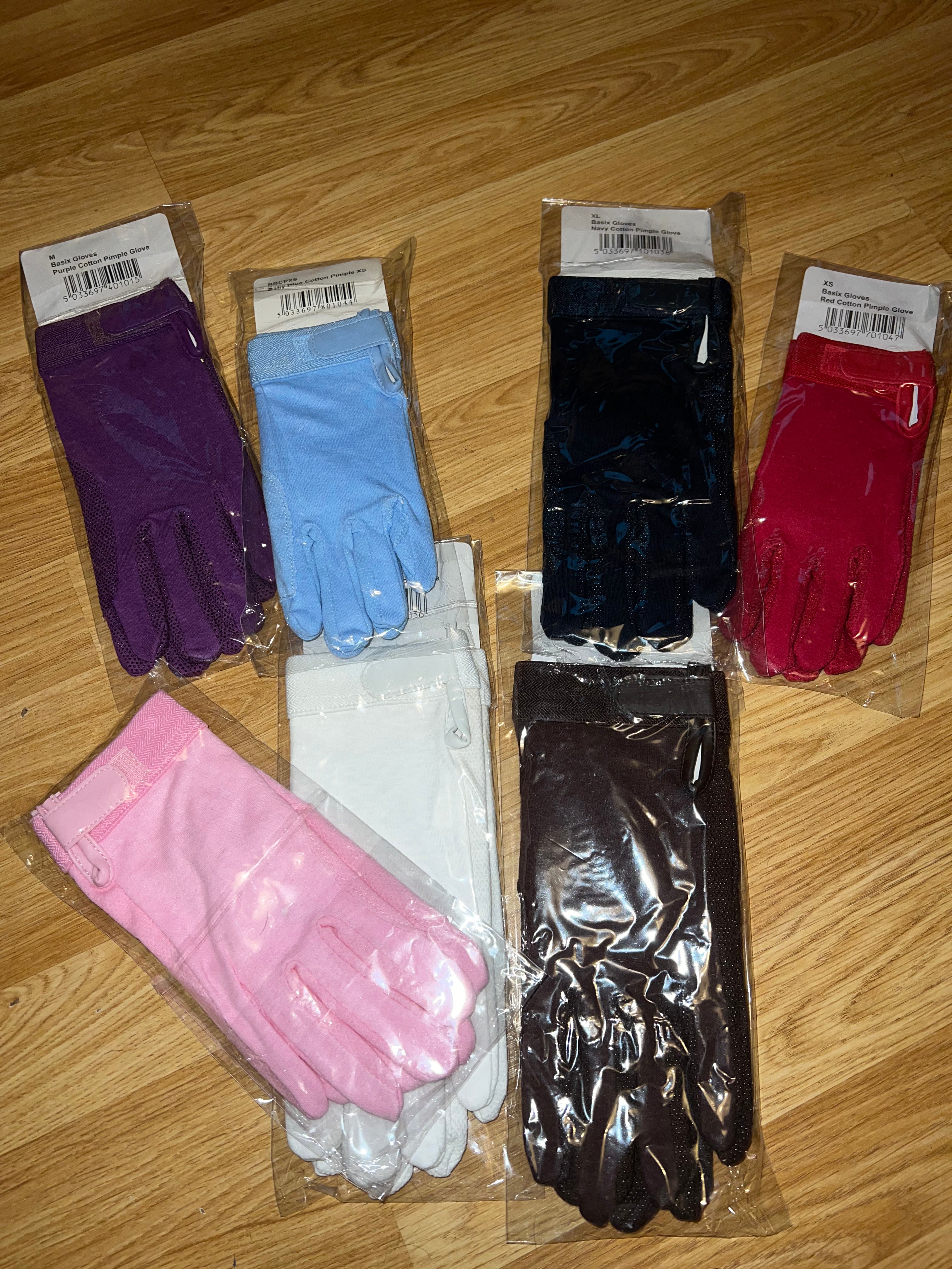 Pimple Grip Cotton Riding Gloves - Various Sizes & Colours