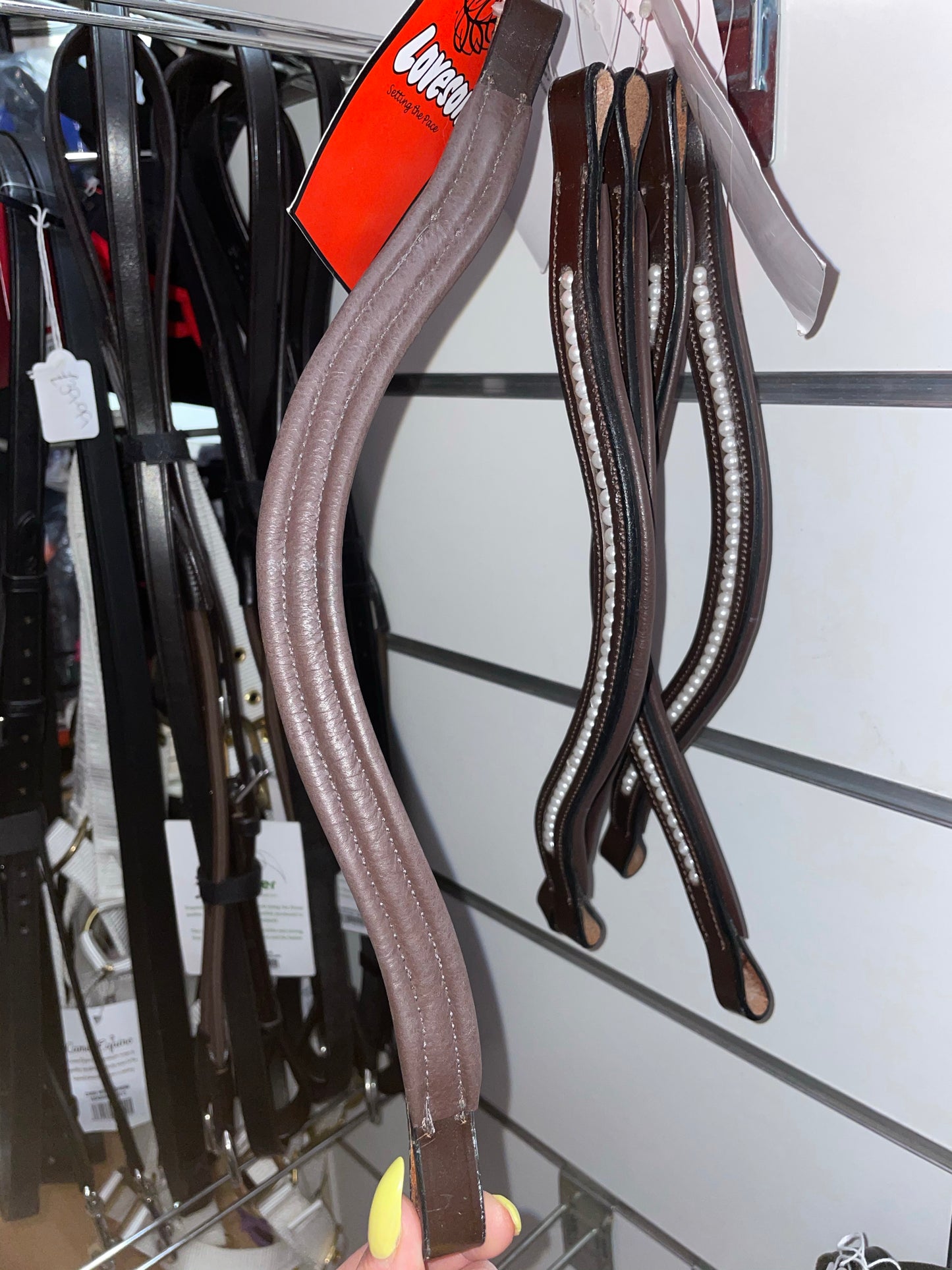 Loveson Pearl Curved Padded Browband - Brown - Shetland