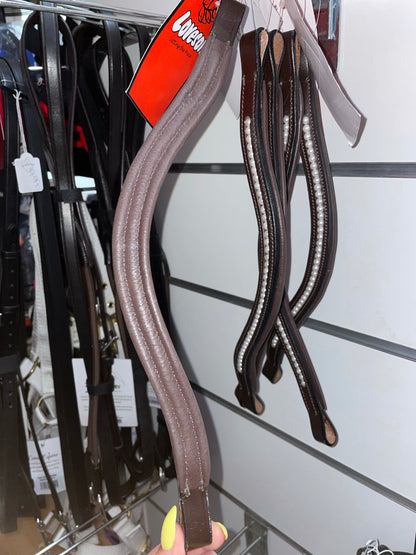 Loveson Pearl Curved Padded Browband - Brown - Shetland