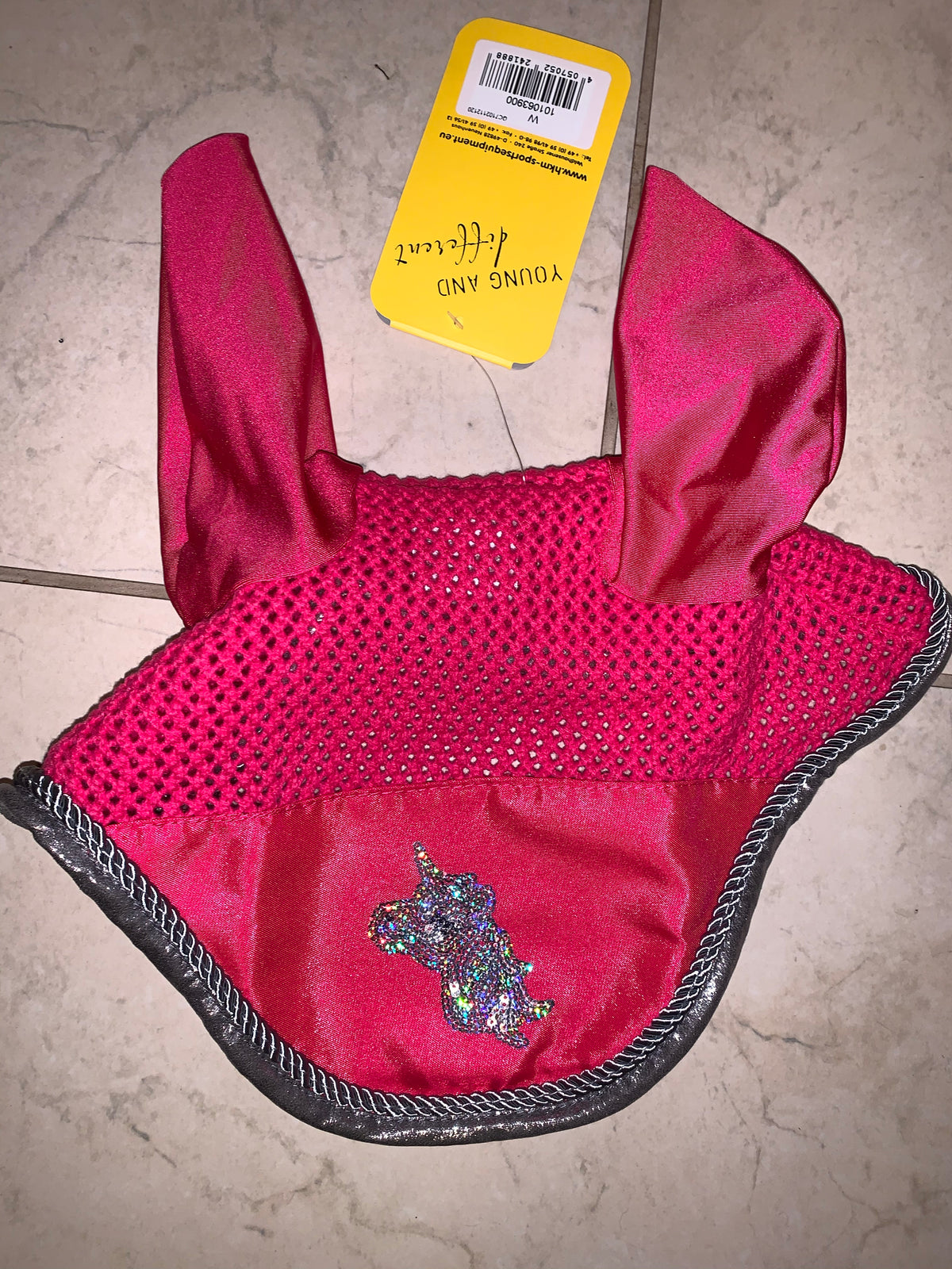 Hkm Glitter Unicorn Ear Veil - Pink or Blue