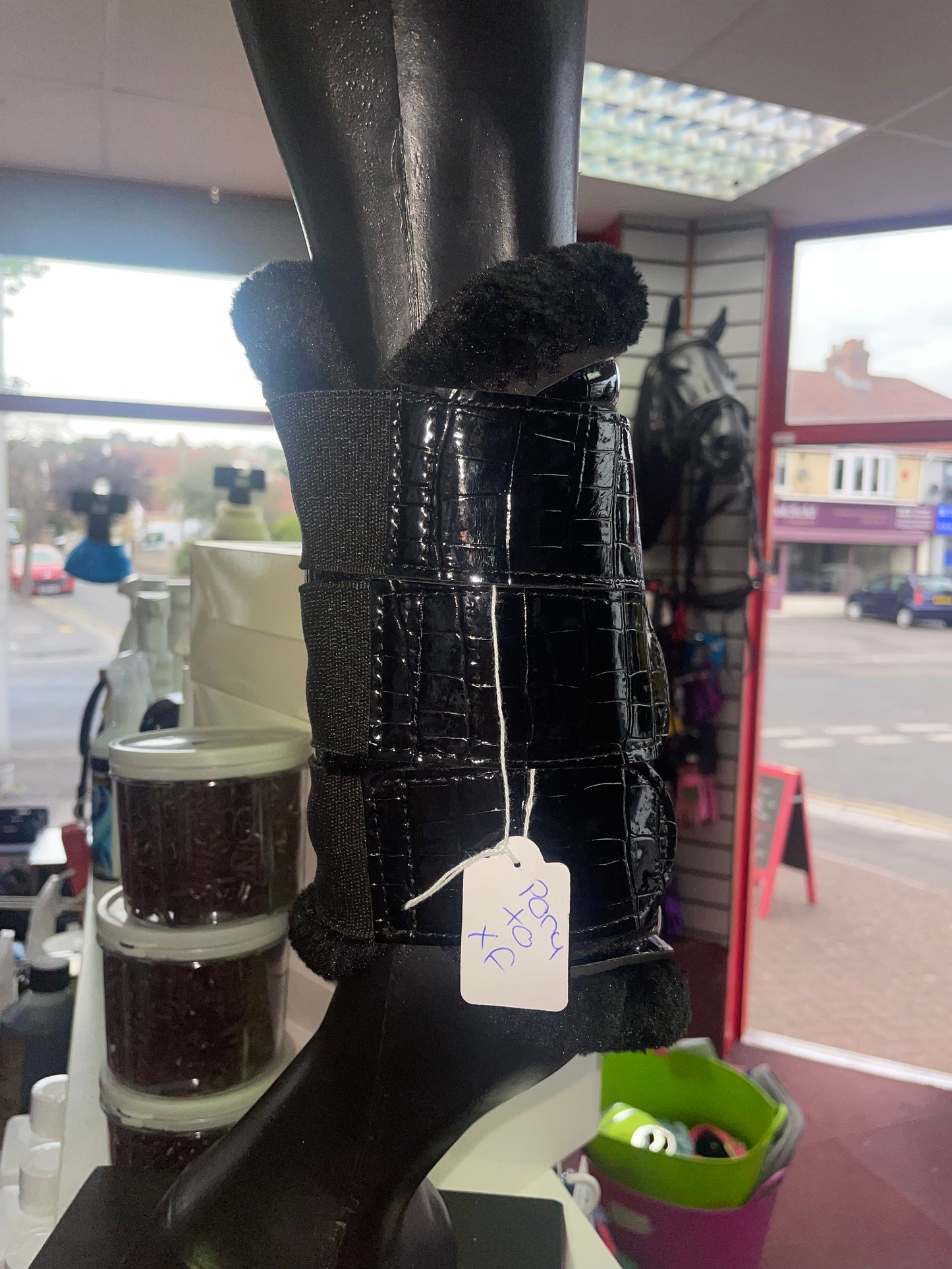 Rhinegold Mock Croc Patent Brushing Boots - Pony Cob Full XF