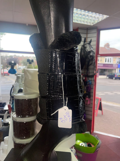 Rhinegold Mock Croc Patent Brushing Boots - Pony Cob Full XF