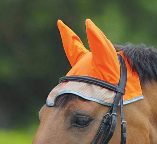 Bridleway Orange Hi Viz Fly Veil Ears - Full Size