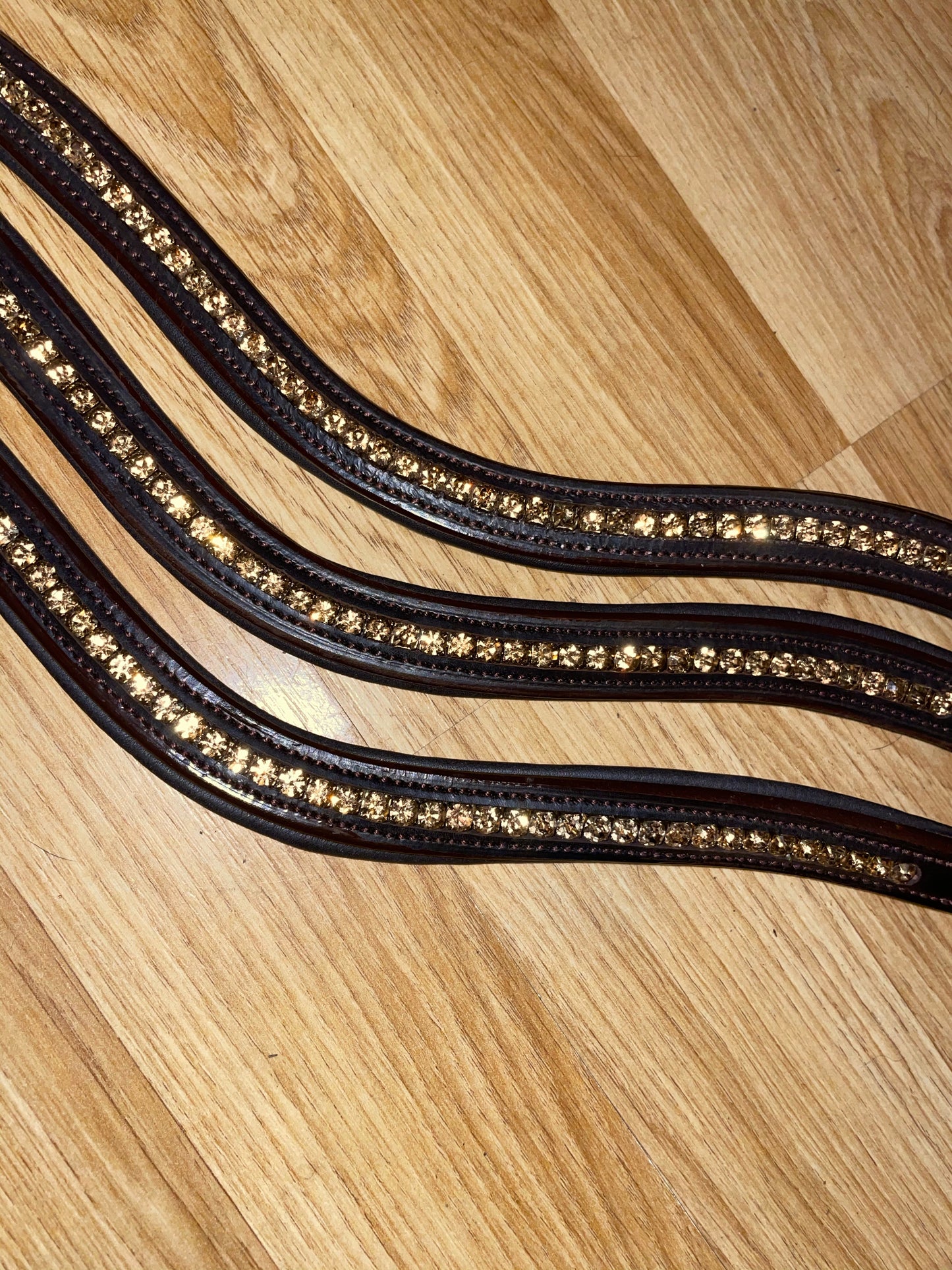Gold Bling Diamanté Curved Browband - Pony Cob Full